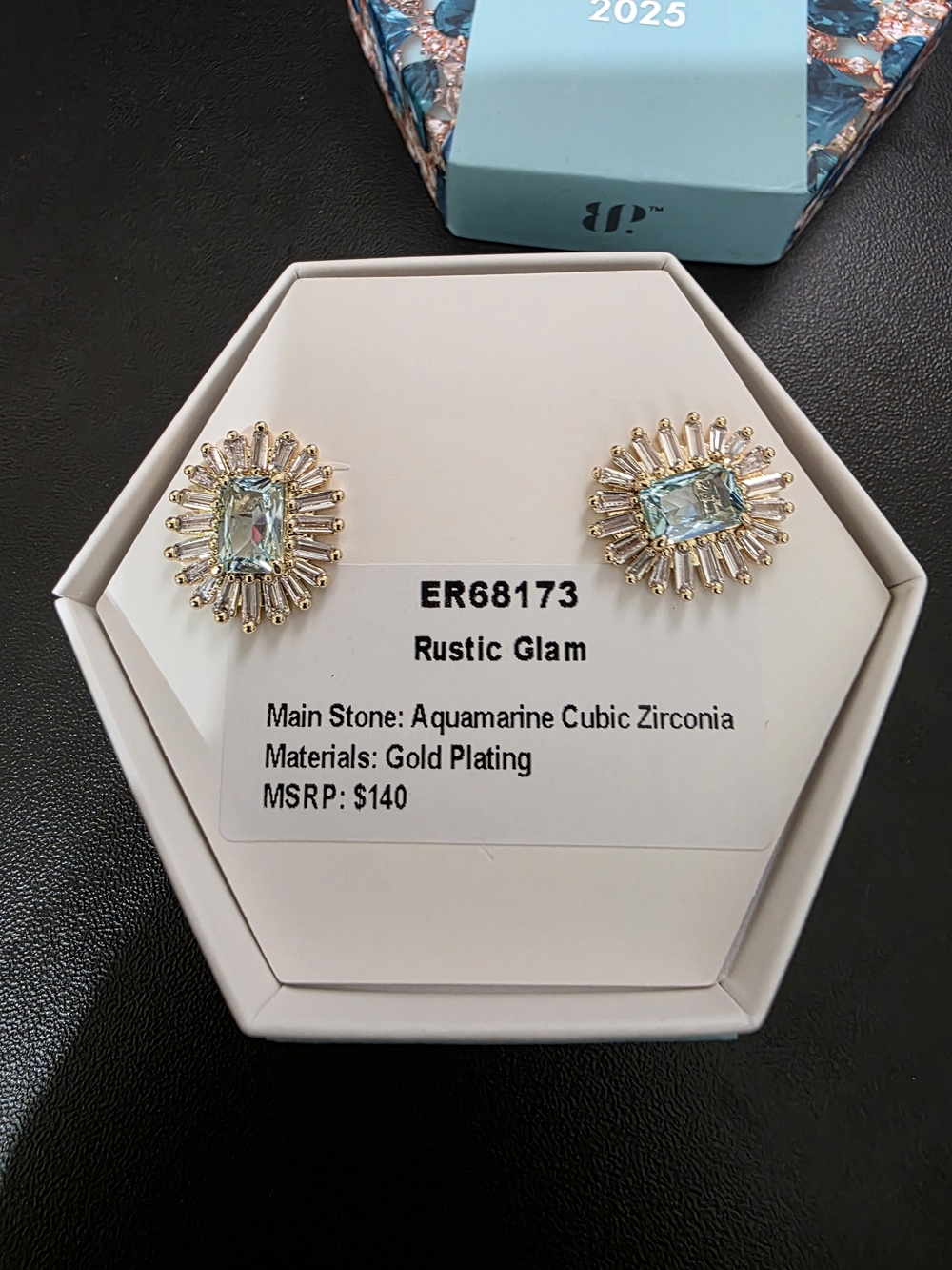 Rustic Glam Aquamarine Gold-Plated Sunburst Earrings
